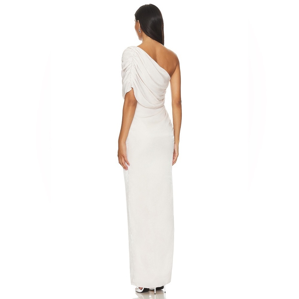 Lovers + Friends Hayden Gown One-Shoulder Long Women's Dress in Champagne Beige - Picture 3 of 10